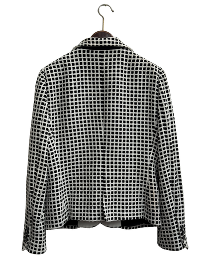 Armani Collezioni Black and White Check Bouclé Blazer size 50 IT 2015