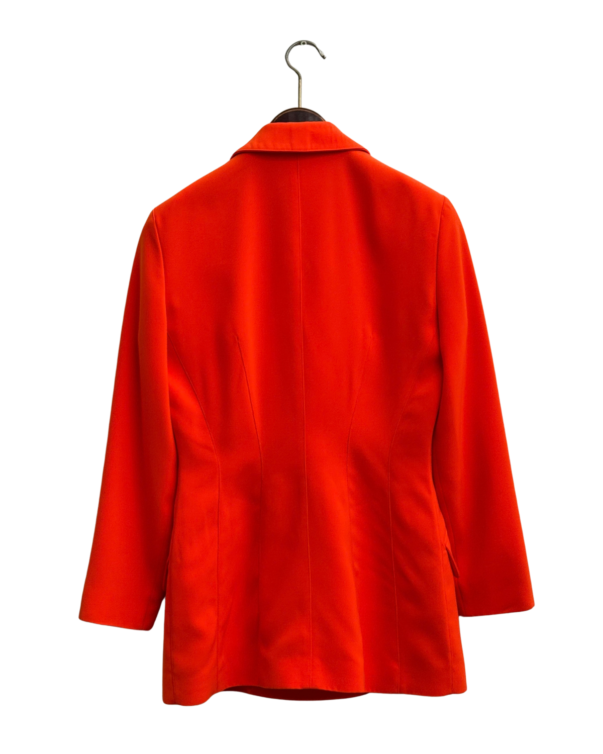 Mugler vintage 90s orange double breasted blazer, silver buttons FR 38