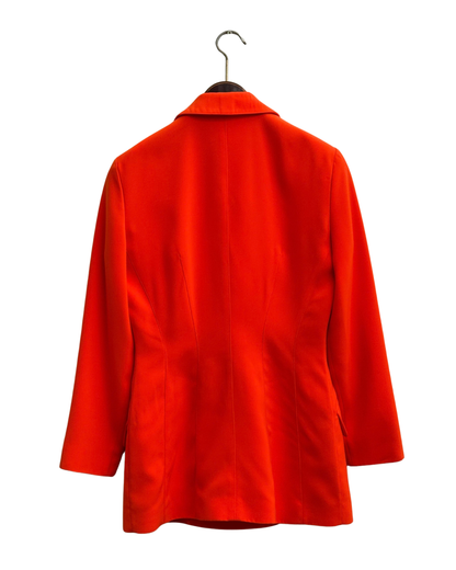 Mugler vintage 90s orange double breasted blazer, silver buttons FR 38