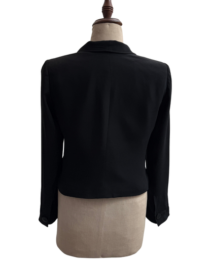 Armani Collezioni Black Shawl Collar Cropped Blazer size 46 IT 2004