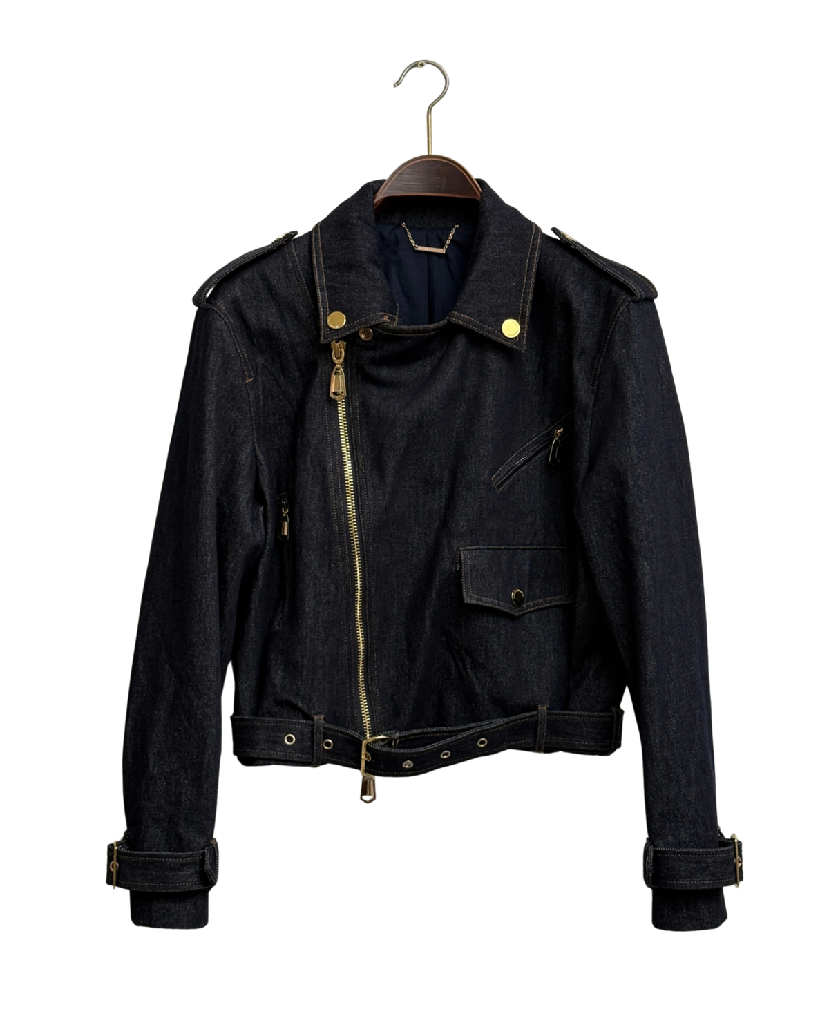 Runway Zimmermann Crush denim biker jacket, Resort 2025