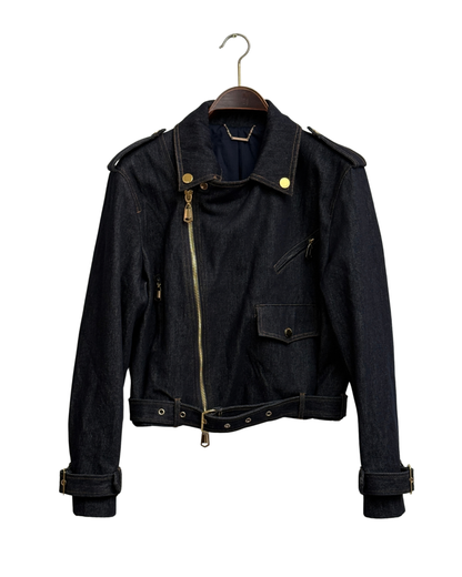 Runway Zimmermann Crush denim biker jacket, Resort 2025