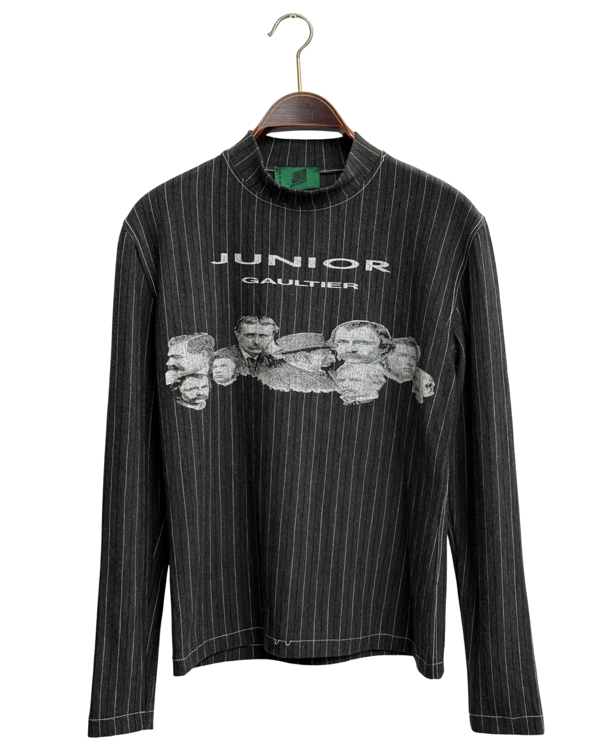 FW 92/93 Junior Gaultier pinstripe photograph-print top, size L