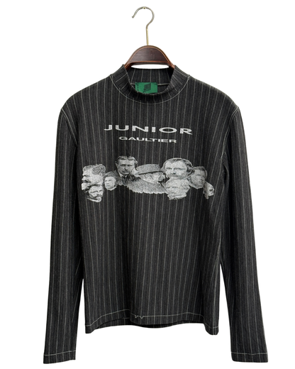 FW 92/93 Junior Gaultier pinstripe photograph-print top, size L