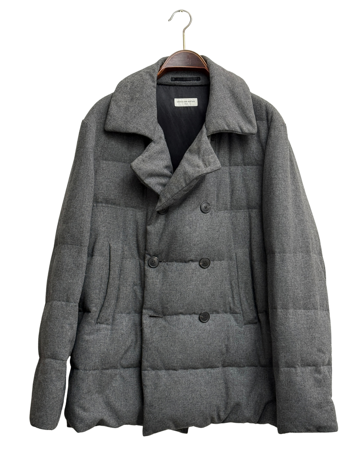 Dries van Noten grey wool down-filled peacoat, Fall 2009