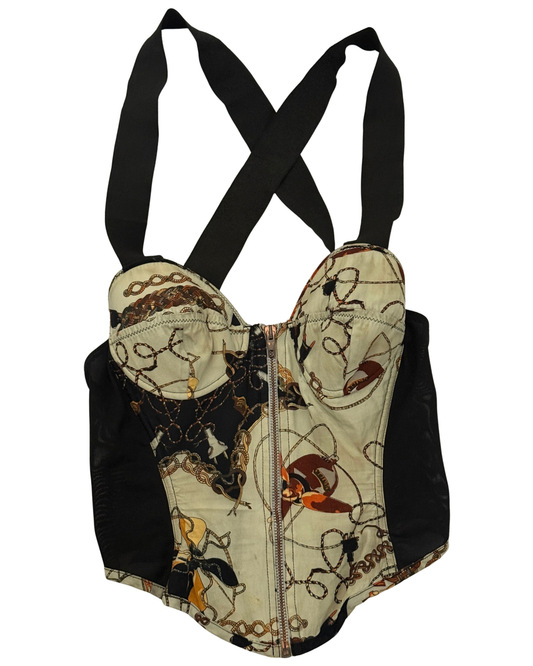 Junior Gaultier by Jean Paul Gaultier printed zip corset top, Spring/Summer 1991
