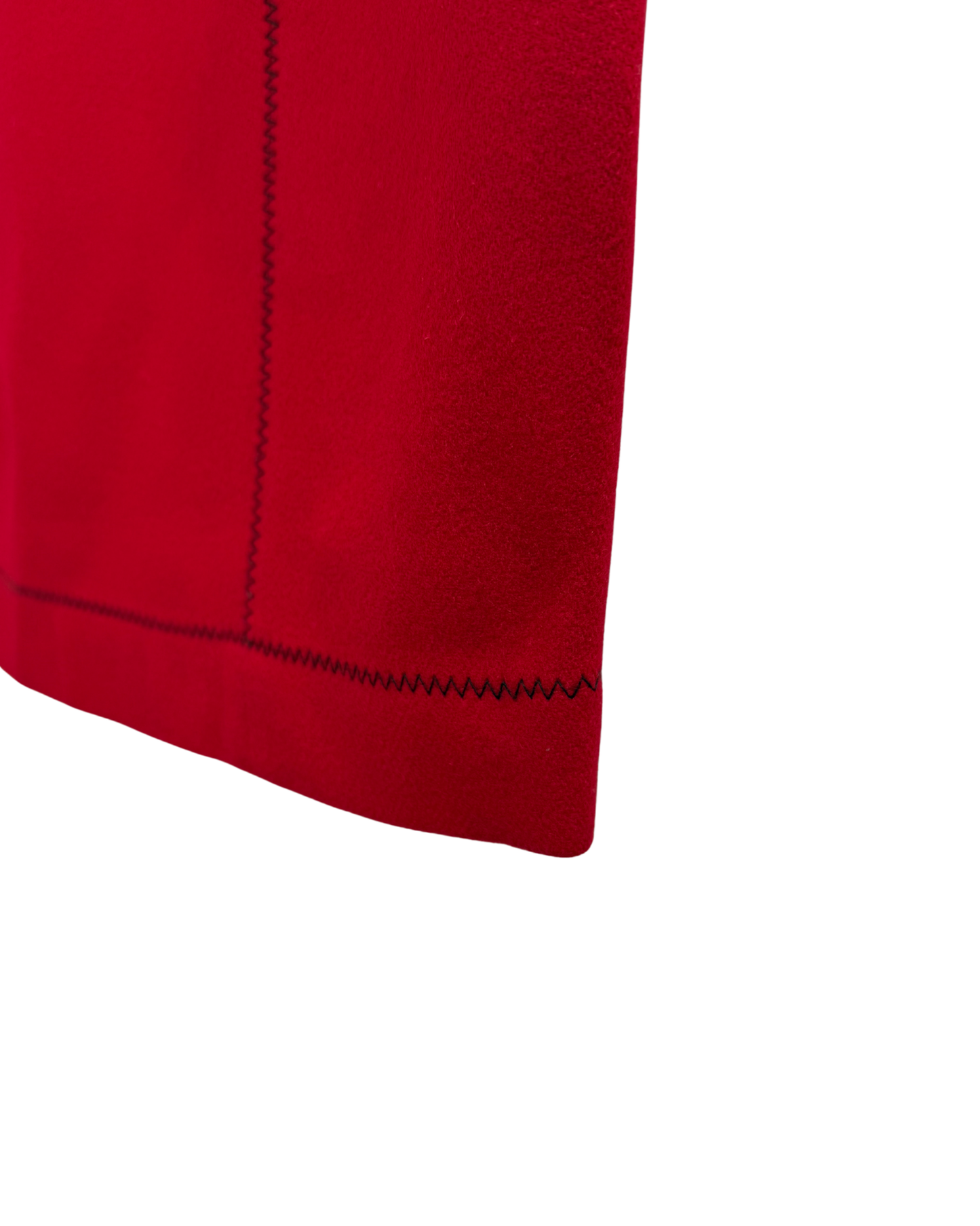 Plein Sud Vintage 1990s Wool Cashmere Skirt Suit Red Black Picot Stitch Made in France Size 38/40