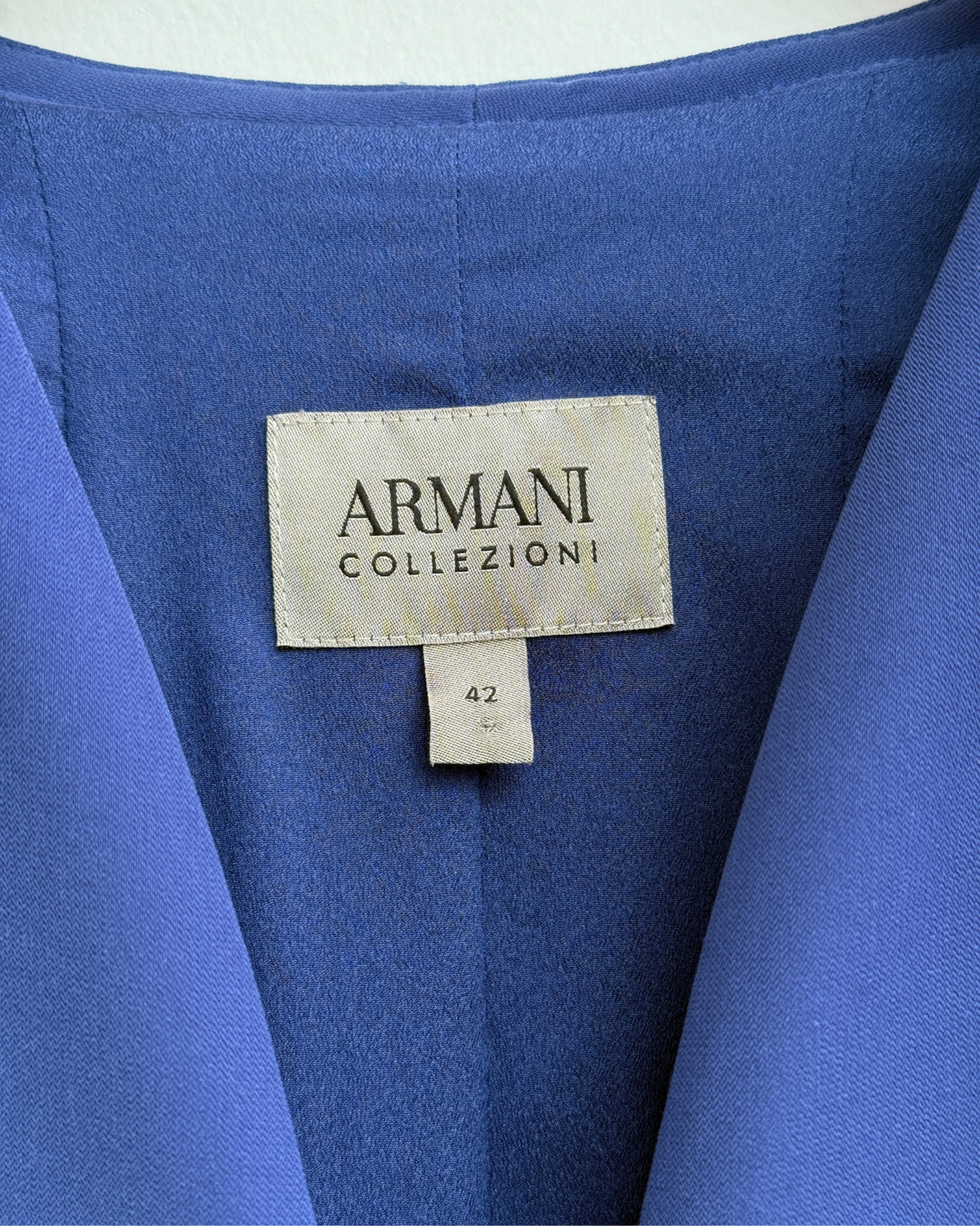 Armani Collezioni 2016 Cobalt Blue Collarless Peplum Blazer Size 42