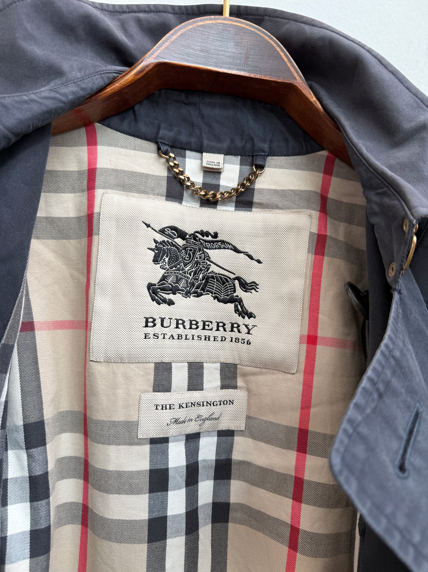 Burberry The Kensington Black Cotton Trench Coat Mens M