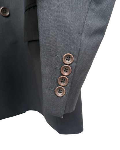 Hugo Boss Al Capone Double Breasted Blazer Charcoal Grey Cerruti 1881 Metallizzato Wool Vintage Size 52