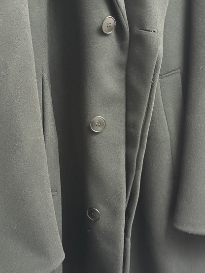 Vintage 80s Ritari Coat Black Pure Wool Long Overcoat, IT 54, Men