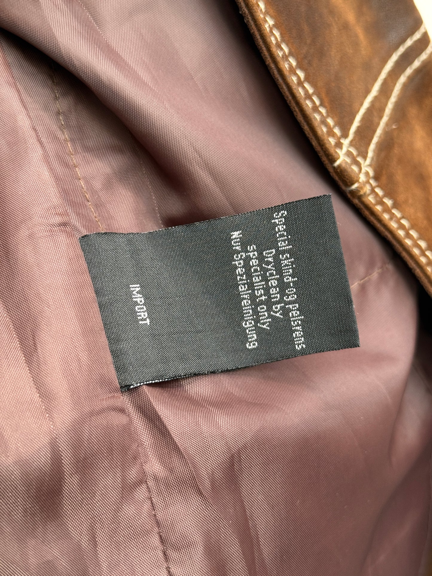 Distressed Brown Leather Trench Jacket, Womens M