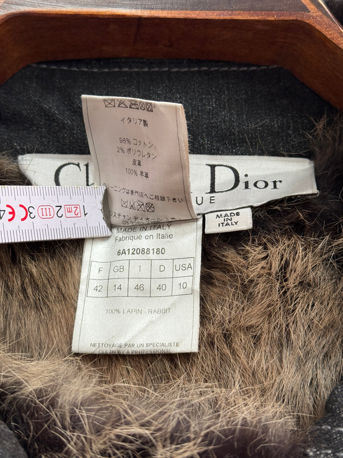 Christian Dior by John Galliano A/W 2006 Denim and Lambskin Coat with Rabbit Lining size 42