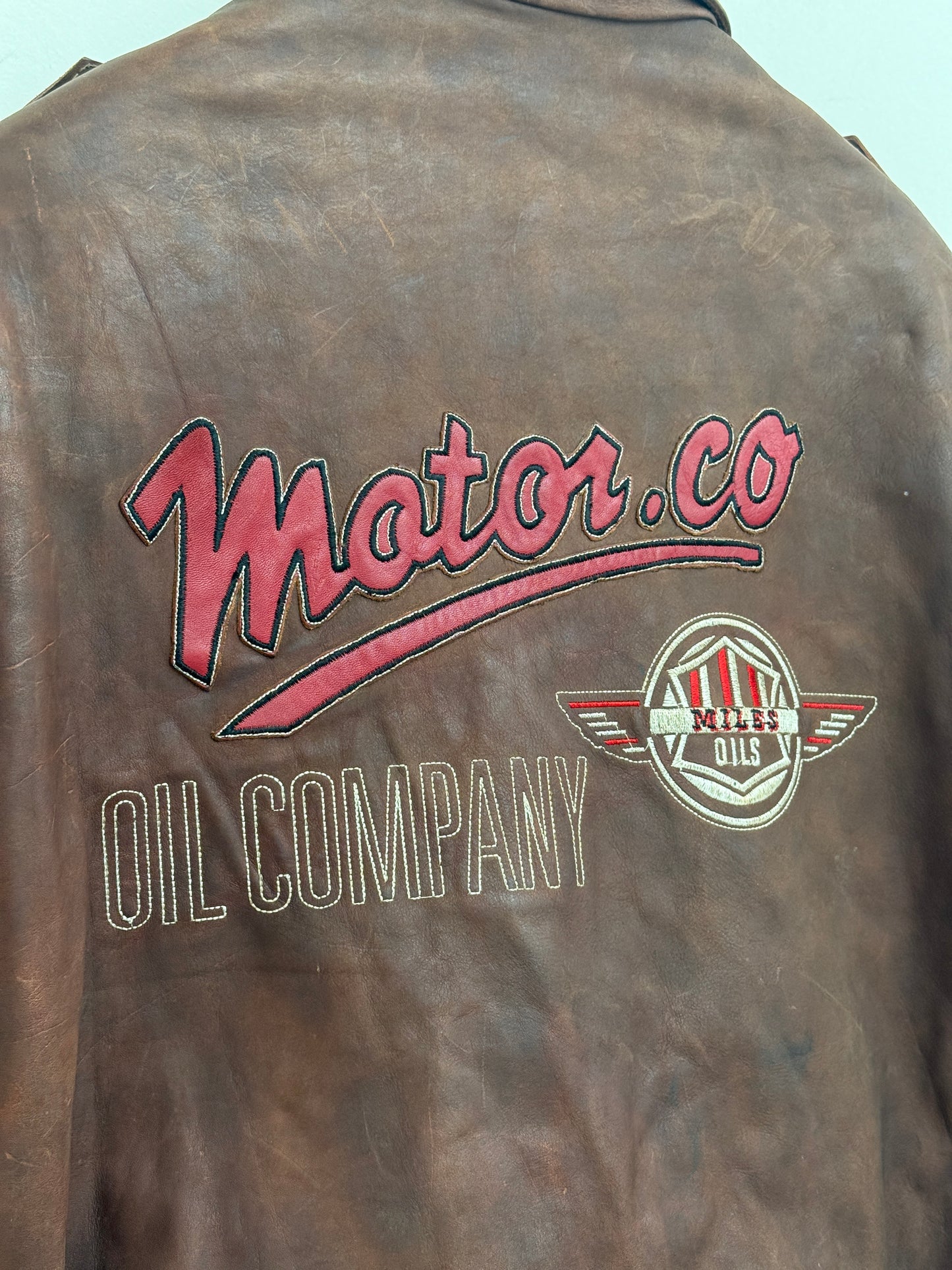 Compañeros Vintage Distressed Brown Leather Bomber Jacket Men Size L-XL