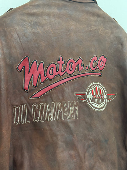 Compañeros Vintage Distressed Brown Leather Bomber Jacket Men Size L-XL
