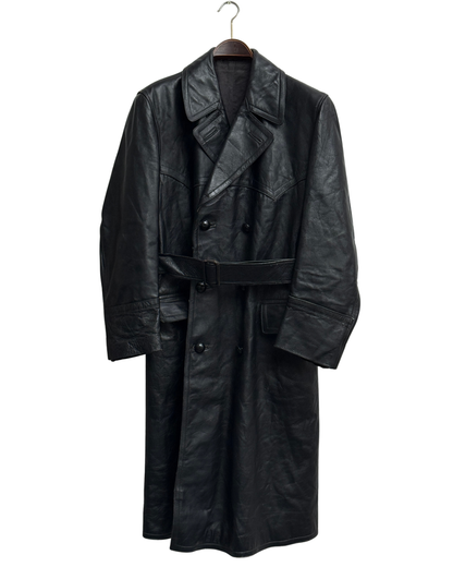 Verha Amsterdam Vintage Leather Trench Coat Black 1950s Size L