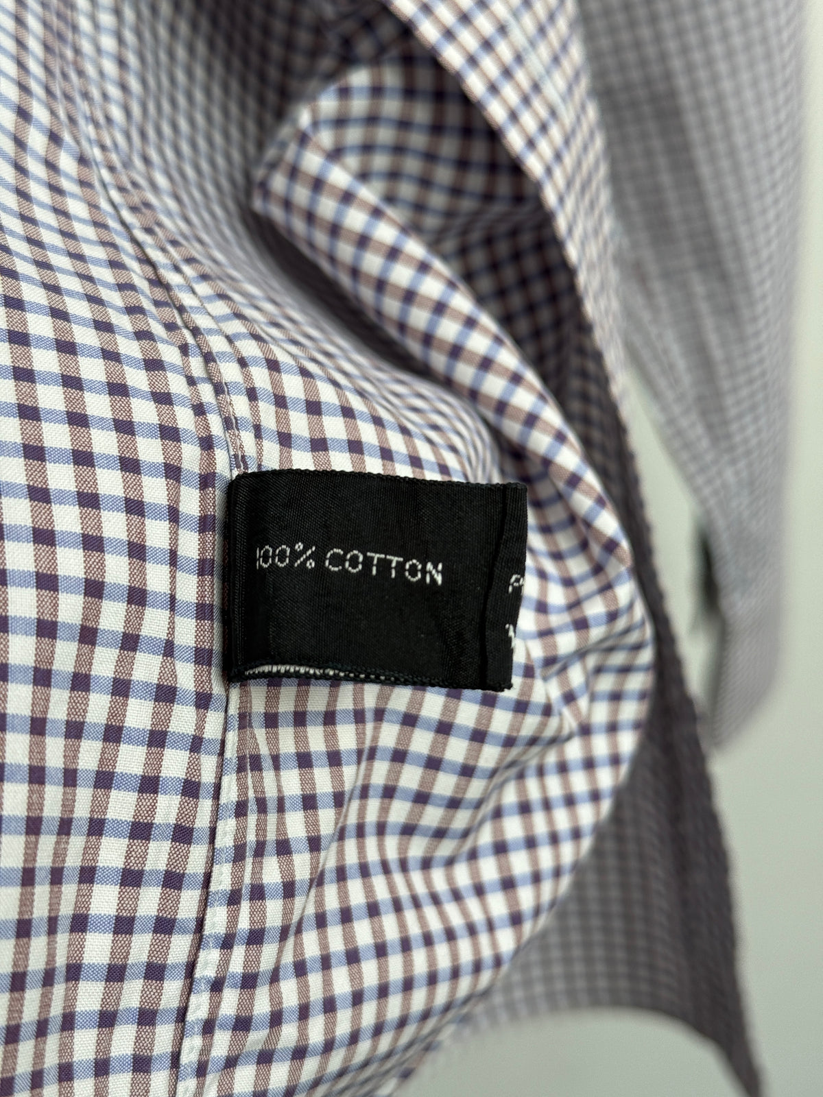 Tom Ford Aubergine Gingham Cotton Tab Collar Shirt, Men's IT 42