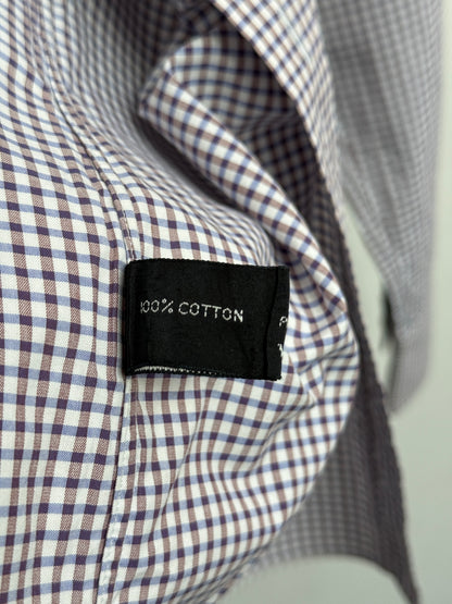 Tom Ford Aubergine Gingham Cotton Tab Collar Shirt, Men's IT 42