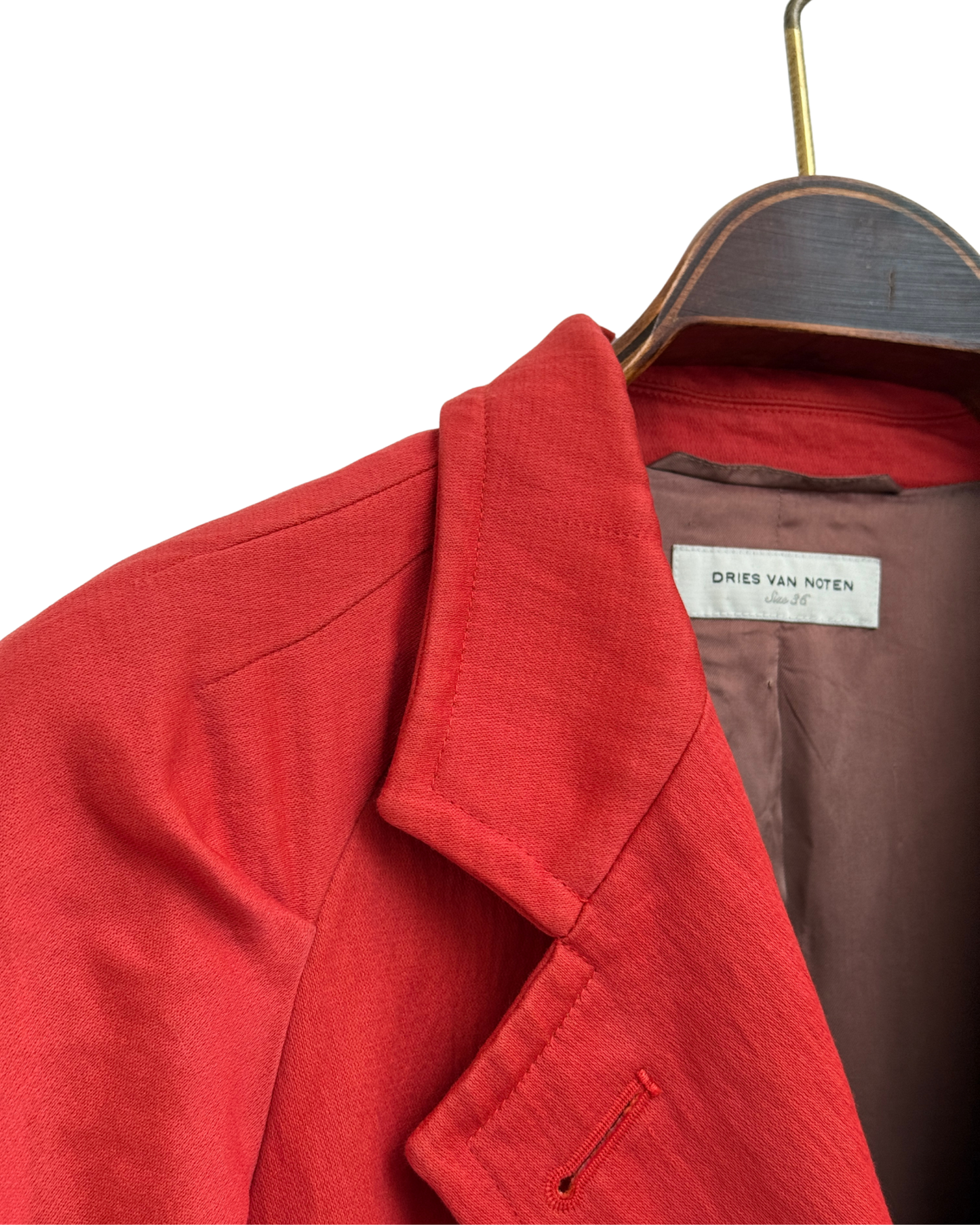 Dries Van Noten Red Wool and Cotton Blend Batwing Blazer Women Size 36