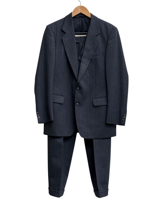 Vintage Burberrys 3-Piece Navy Pinstripe Wool Suit Size 46