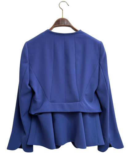 Armani Collezioni 2016 Cobalt Blue Collarless Peplum Blazer Size 42