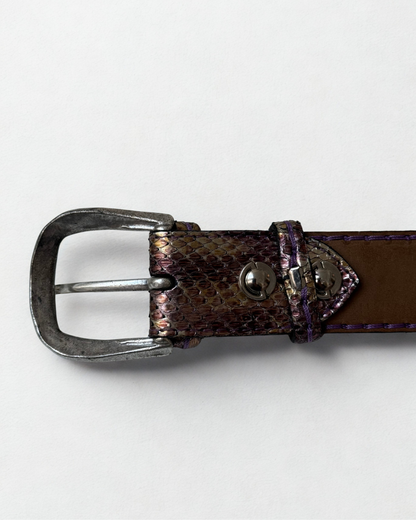 Detail of buckle on vintage JMADE python leather belt