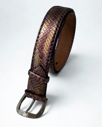 Vintage JMADE python leather belt in purple and gold made in Italy