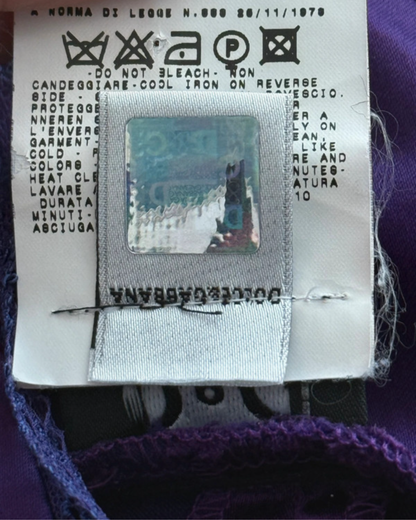 Vintage Dolce and Gabbana Purple Satin Dress With Lace Back Womens Size 40