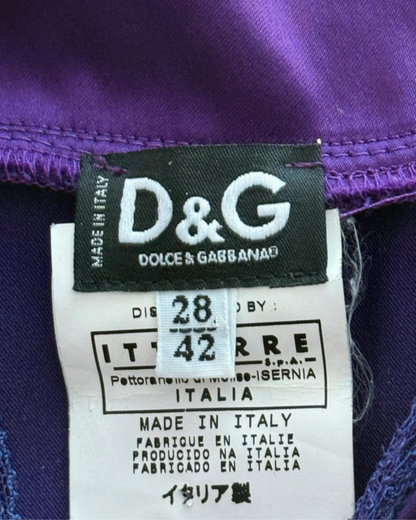 Vintage Dolce and Gabbana Purple Satin Dress With Lace Back Womens Size 40