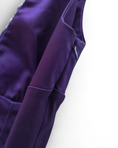 Vintage Dolce and Gabbana Purple Satin Dress With Lace Back Womens Size 40