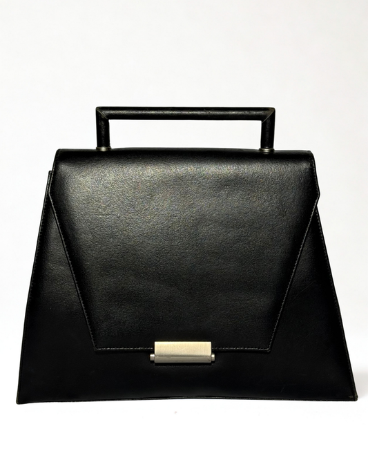 Vintage Laimbock Black Leather Handbag Torii Lock