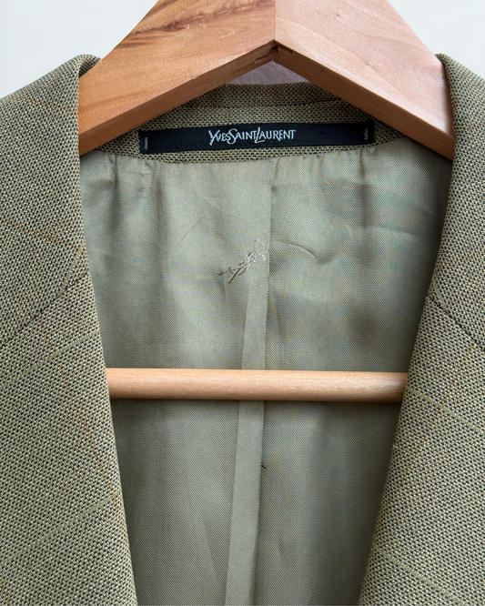 Yves Saint Laurent label detail inside vintage mens jacket