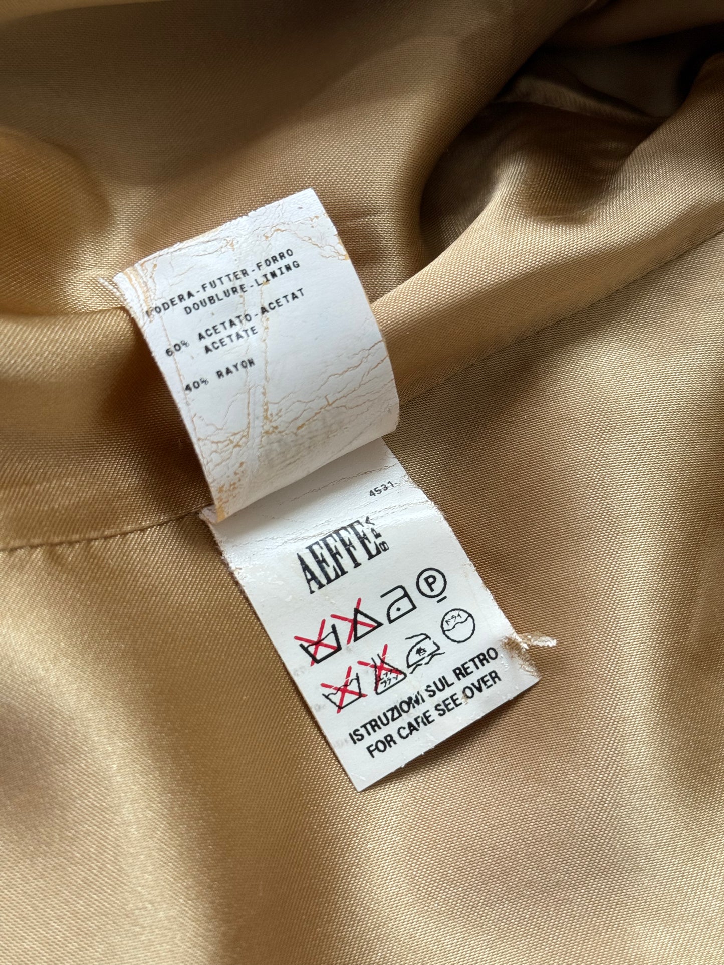 Moschino washing label detail inside vintage blazer