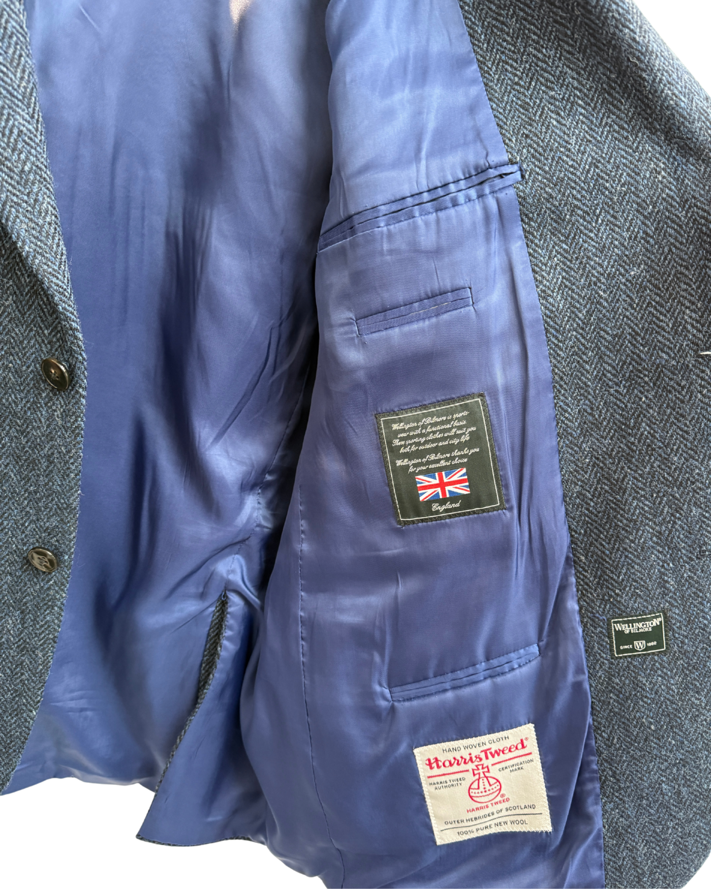 Wellington of Bilmore Navy Harris Tweed Blazer Size 60
