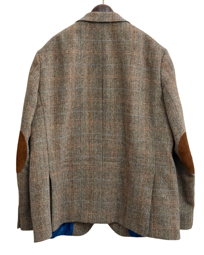 Wellington of Bilmore Beige Harris Tweed Blazer with Elbow Patches Size 60