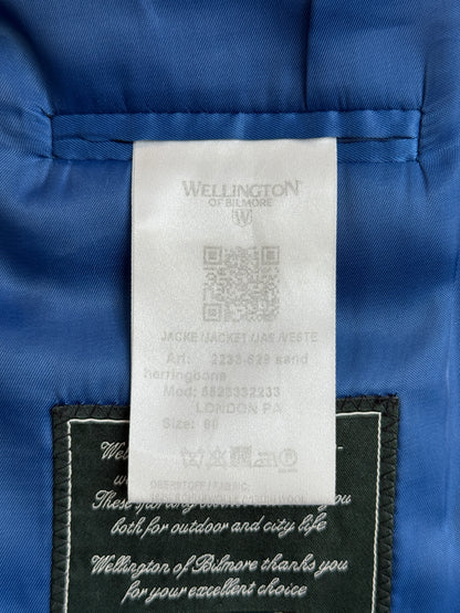 Wellington of Bilmore Beige Harris Tweed Blazer with Elbow Patches Size 60