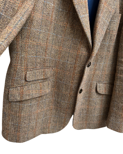 Wellington of Bilmore Beige Harris Tweed Blazer with Elbow Patches Size 60