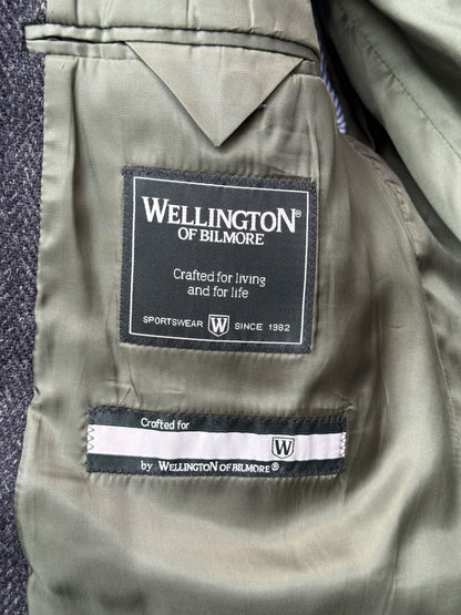Wellington of Bilmore Dark Grey Harris Tweed Blazer with Elbow Patches Size 60