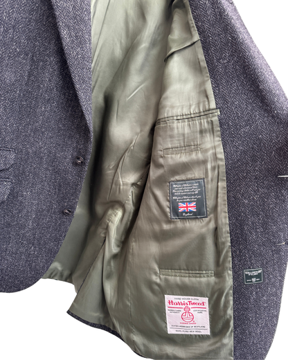 Wellington of Bilmore Dark Grey Harris Tweed Blazer with Elbow Patches Size 60