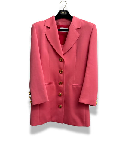 Vintage 1990s pink womens wool suit blazer and skirt set