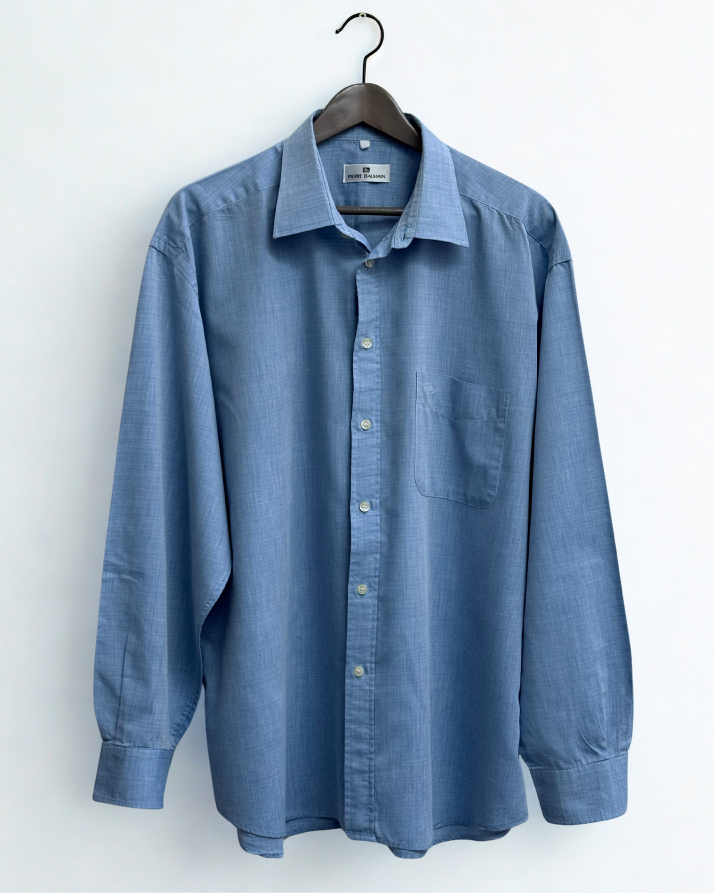 Vintage Pierre Balmain light blue cotton mens shirt size XL