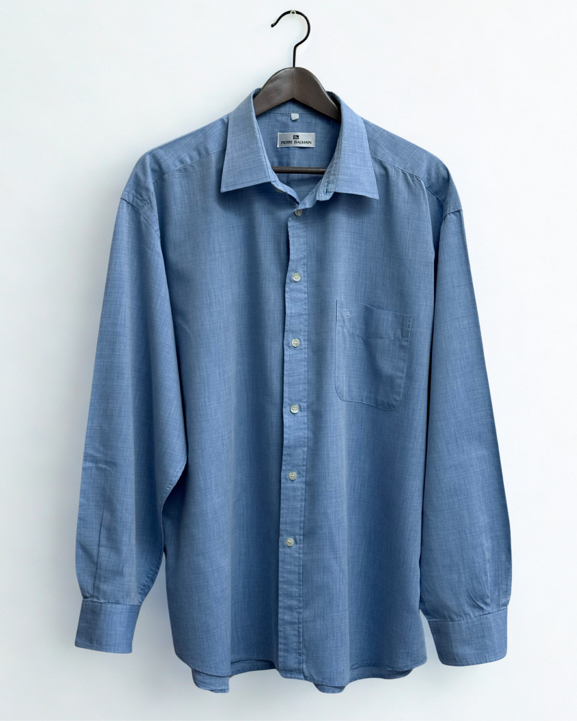Vintage Pierre Balmain light blue cotton mens shirt size XL