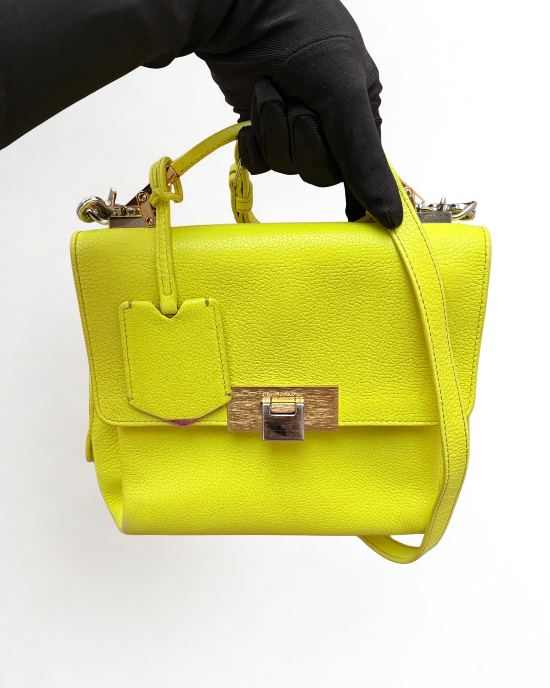 Balenciaga Le Dix Soft Mini Cartable handbag jaune tournesol leather