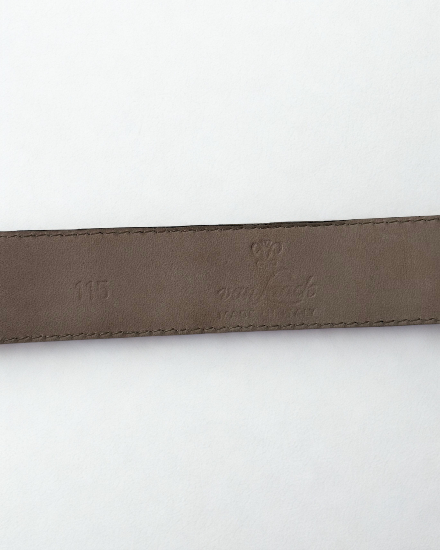 Van Laack logo, made in italy and 115 size stamp on vintage Van Laack crocodile leather belt in black