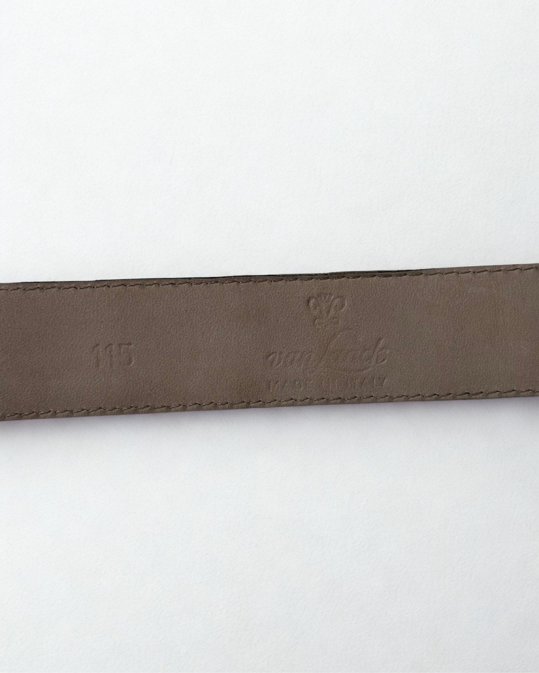 Van Laack logo, made in italy and 115 size stamp on vintage Van Laack crocodile leather belt in black