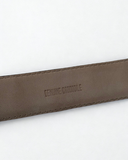 Geniune Crocodile stamp on vintage Van Laack crocodile leather belt in black