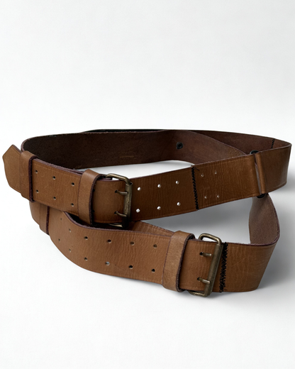 1986 Jean Paul Gaultier GIBO double leather belt brown