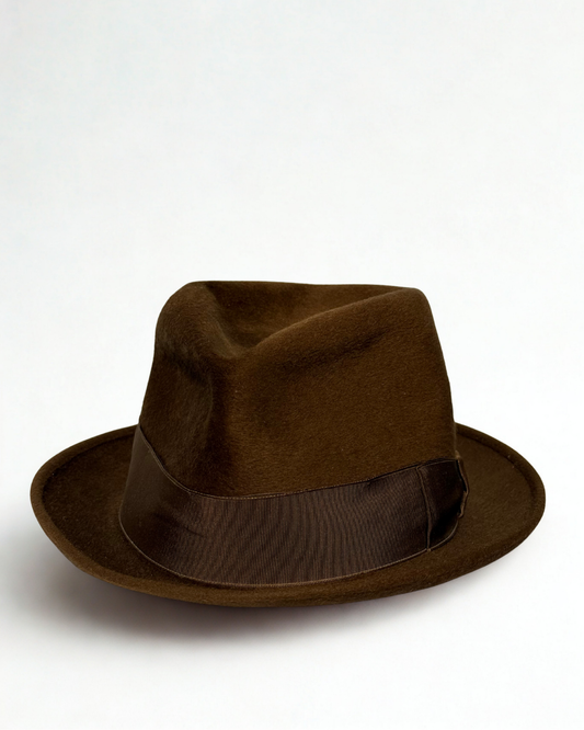 Vintage Borsalino brown felt fedora hat Grand Prix Paris 1900 edition