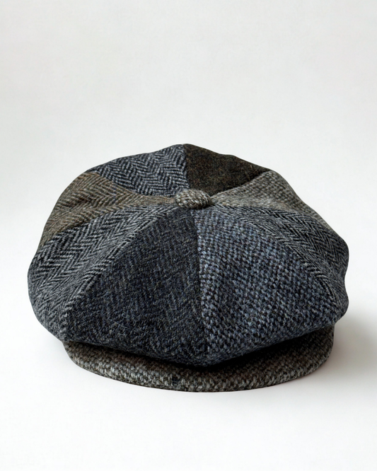 Failsworth Harris Tweed Patchwork Baker Boy Cap Size 58