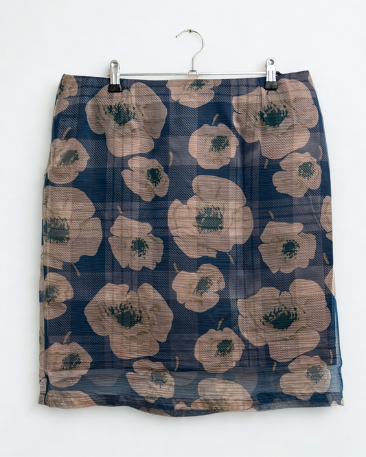 Dries Van Noten blue printed silk skirt size 42